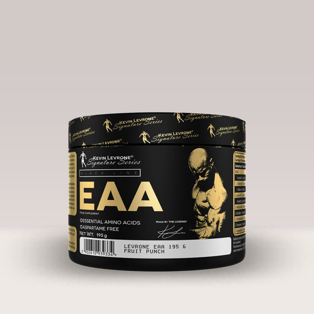 Recipient de 195g de aminoacizi esențiali Kevin Levrone Anabolic EAA, un supliment pentru recuperare.