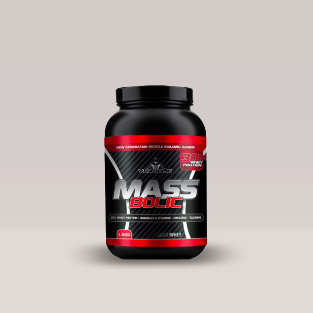 MassBolic de la Vitabolic, un gainer de 1.5kg pentru creșterea masei musculare.