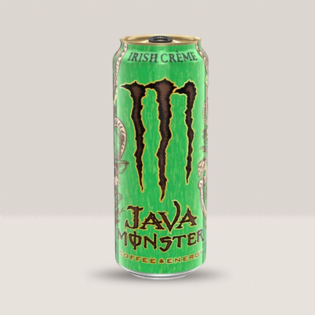 Energie rafinată cu Monster Java Irish Creme. Cafea premium și cremă irlandeză pentru o zi elegantă.