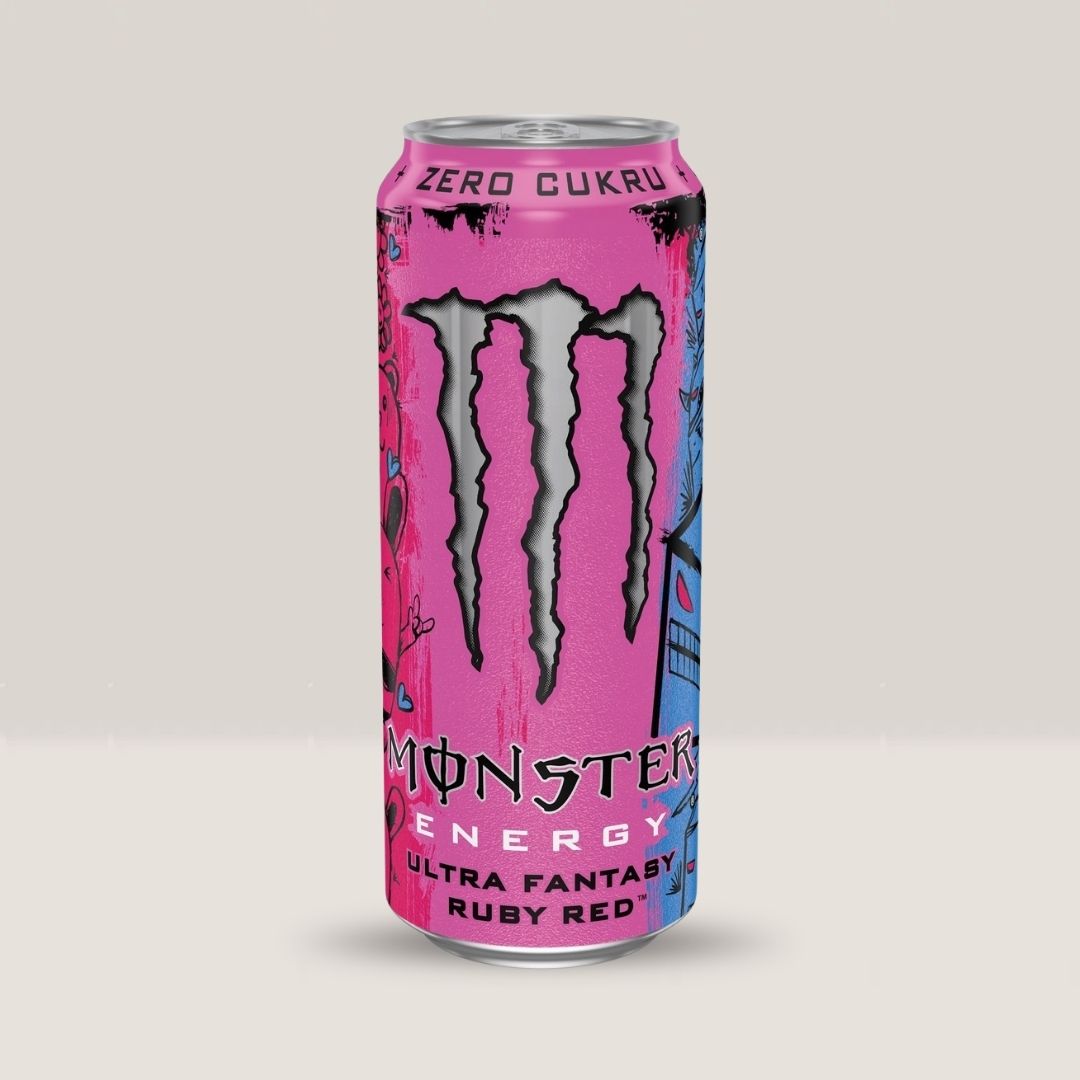 Energie fără zahăr cu Monster Ultra Fantasy Ruby Red. Grapefruit roșu vibrant pentru claritate și concentrare de neegalat.