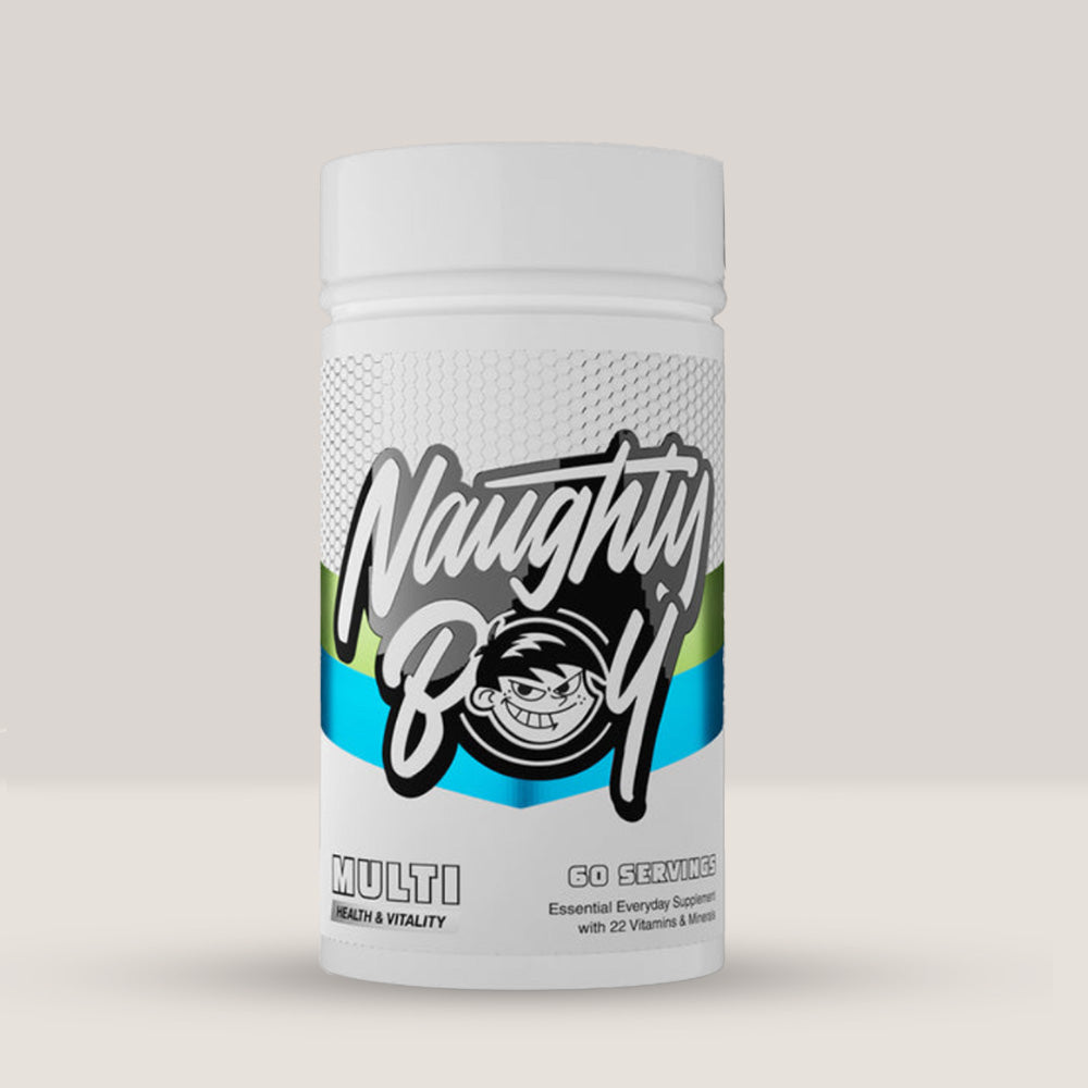 Flacon de Multivitamine & Minerale de la NaughtyBoy, complex esențial pentru imunitate și energie, 60 de tablete.