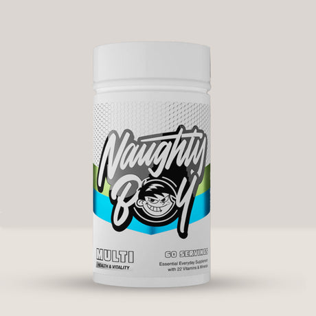 Flacon de Multivitamine & Minerale de la NaughtyBoy, complex esențial pentru imunitate și energie, 60 de tablete.