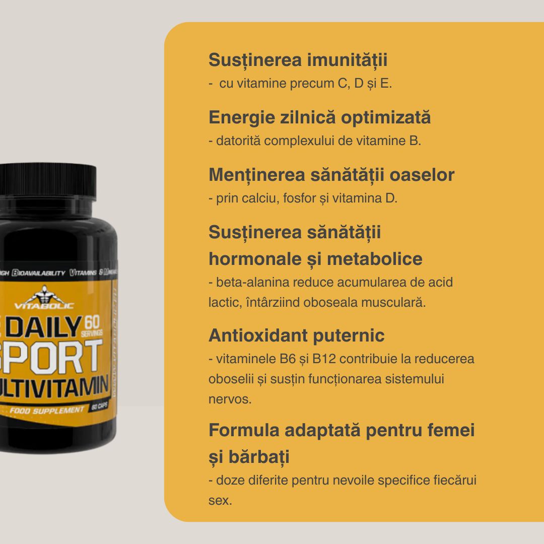 Performanță de vârf și energie vibrantă cu VITABOLIC Daily Sport Multivitamin.