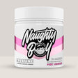 Imagine cu o cutie de Naughty Boy Flavoured Creatine (60 de serviri), creatină monohidrat micronizată cu arome delicioase precum pink lemonade. Aromă de limonadă cu accente de fructe roz.
