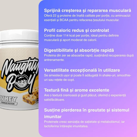 Creștere musculară rapidă și performanță de vârf cu Advanced Whey de la Naughty Boy.
