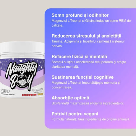 Somn regenerator. Energie vibrantă. Claritate mentală. Formula de Somn Naughty Boy.