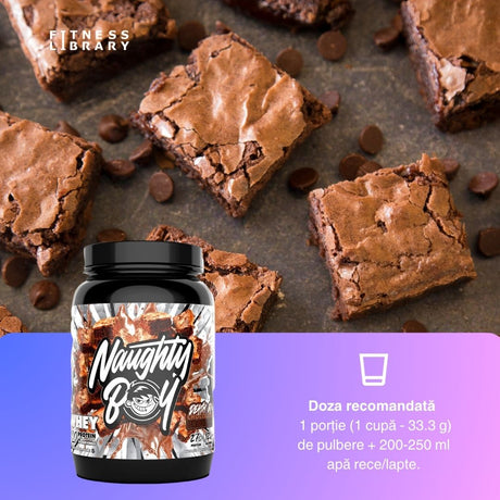 Siluetă ideală, performanță pură. Whey 100 Protein de la Naughty Boy®.