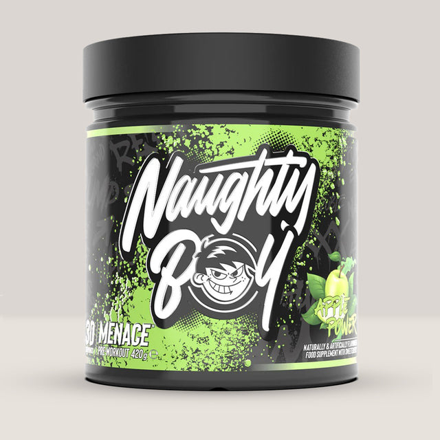 Imagine cu suplimentul pre-workout Naughty Boy Menace Complex, 420g, 30 de serviri. Apple aroma.
