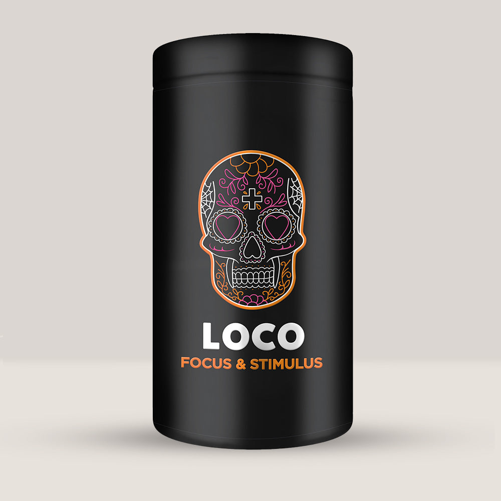 Flacon de supliment nootropic în capsule LOCO FOCUS & STIMULUS, pentru energie și concentrare.