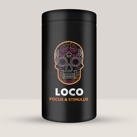 Flacon de supliment nootropic în capsule LOCO FOCUS & STIMULUS, pentru energie și concentrare.