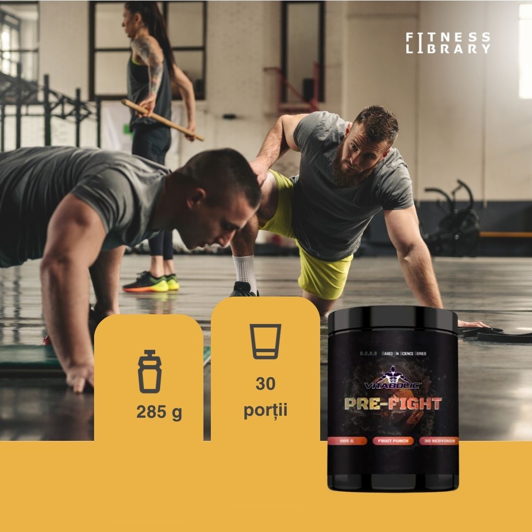 Energie explozivă și anduranță maximă cu Pre Fight Vitabolic. Libertate în mișcare, fără pompare musculară.