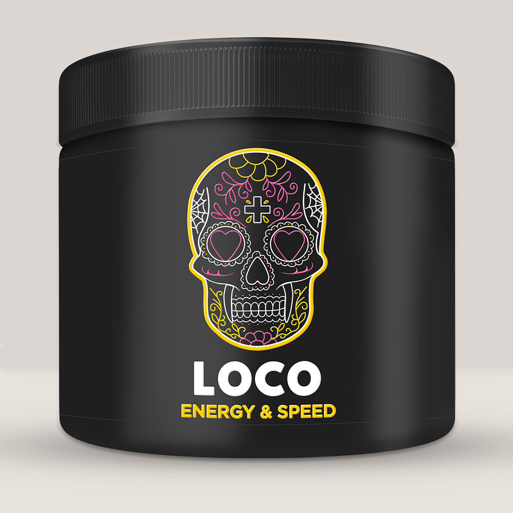 Recipient de pre-workout complex LOCO ENERGY & SPEED, un supliment pentru energie și viteză.