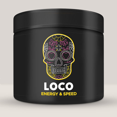 Recipient de pre-workout complex LOCO ENERGY & SPEED, un supliment pentru energie și viteză.