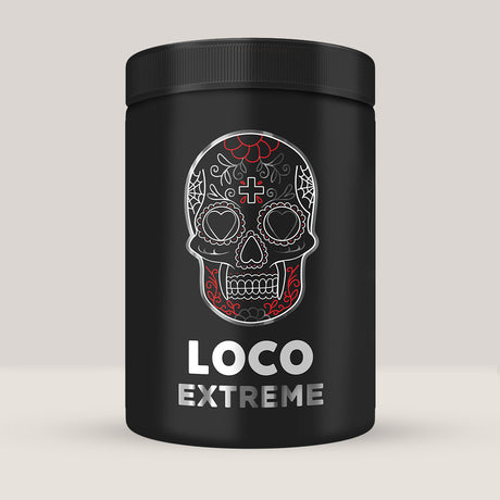 Recipient de pre-workout extrem LOCO EXTREME, un supliment pentru energie și pompare.