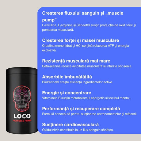 Pompare musculară explozivă, forță amplificată și rezistență de neegalat cu Power & Pump de la LOCO. Antrenamente transcendente.