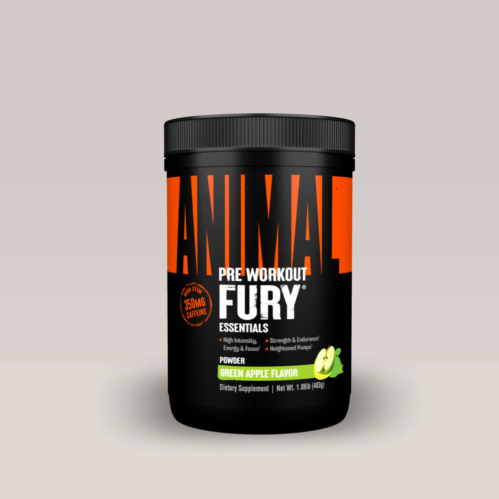Suplimentul pre-workout Animal Fury Essentials de la Universal Nutrition, cu 483g. Green Apple.