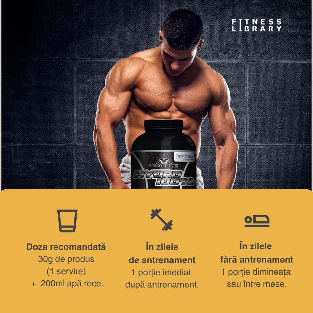 Hydro 100 Vitabolic: Proteină hidrolizată Optipep® pentru absorbție instantanee și regenerare musculară maximă. Atinge-ți potențialul!