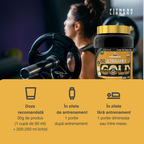 Proteină nativă ultra-pură ISO UltraWhey Gold. Performanță maximă, corp sculptat, energie și recuperare rapidă.