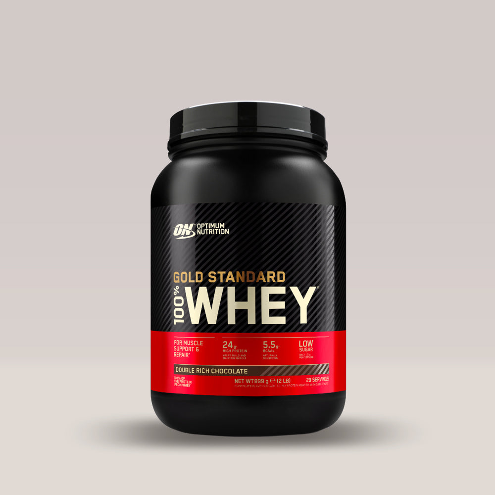 Recipient de 899g de proteină din zer Optimum Nutrition Gold Standard 100% Whey.