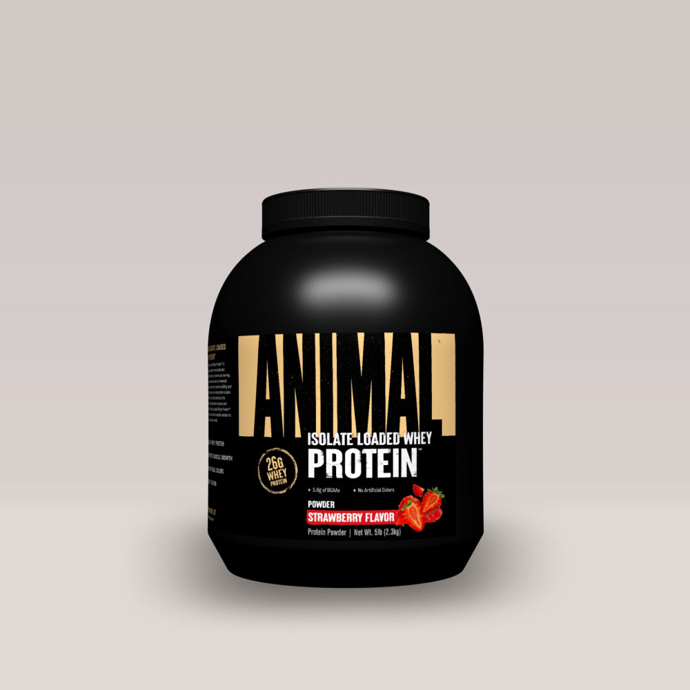 Imagine cu proteina Animal Whey de la Universal Nutrition, 2.3kg. Căpșuni.