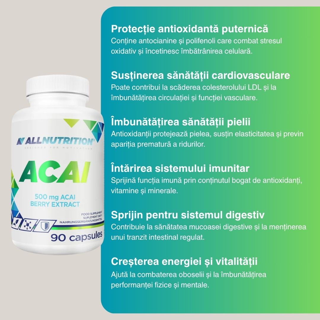 Acai SFD Nutrition: Antioxidanți puternici pentru energie și vitalitate.