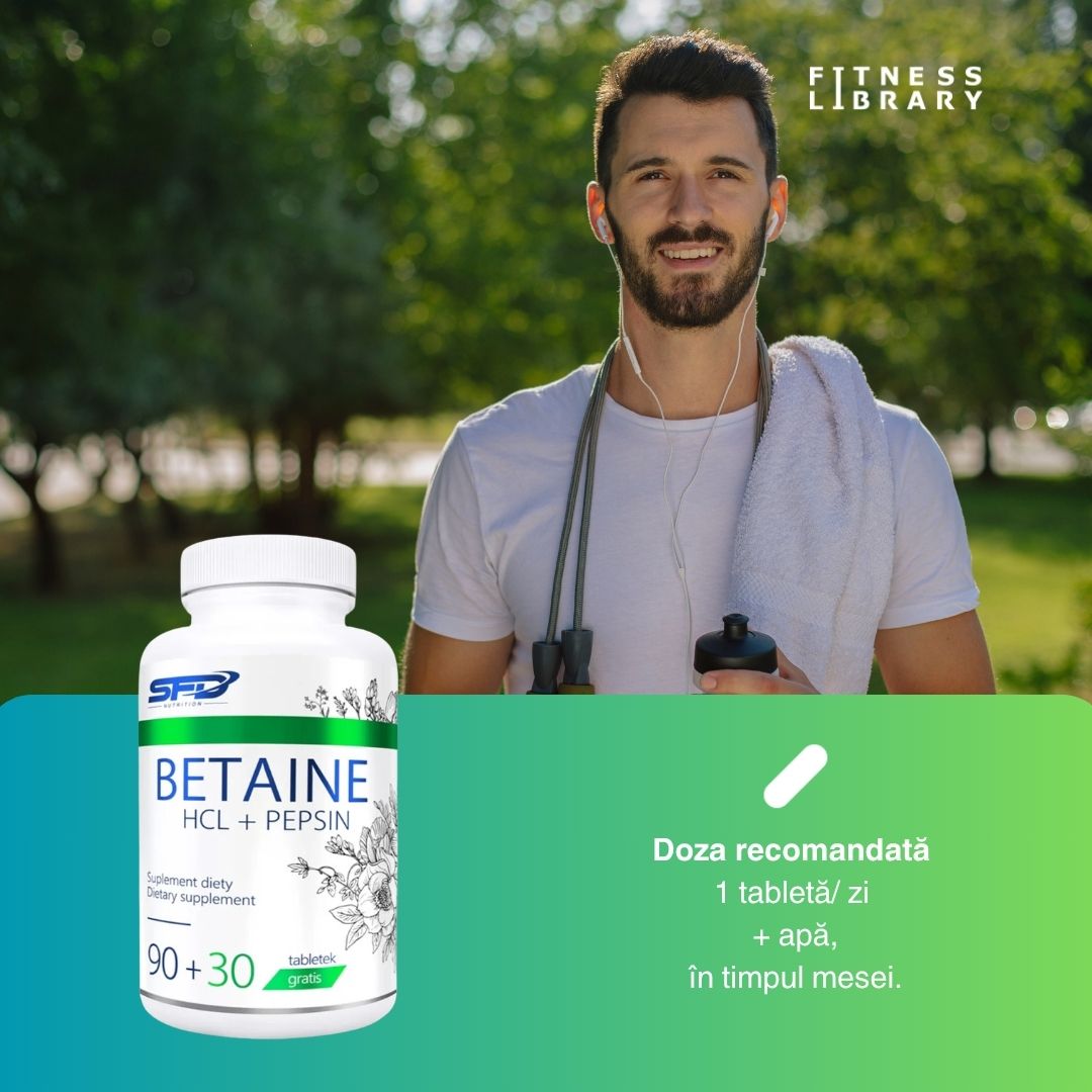 Digestie optimă cu Betaină HCL + Pepsină SFD. Energie și vitalitate în fiecare zi.