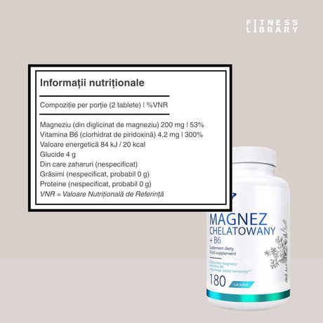 Magneziu chelat B6: Minte limpede, corp revitalizat, stare de bine.