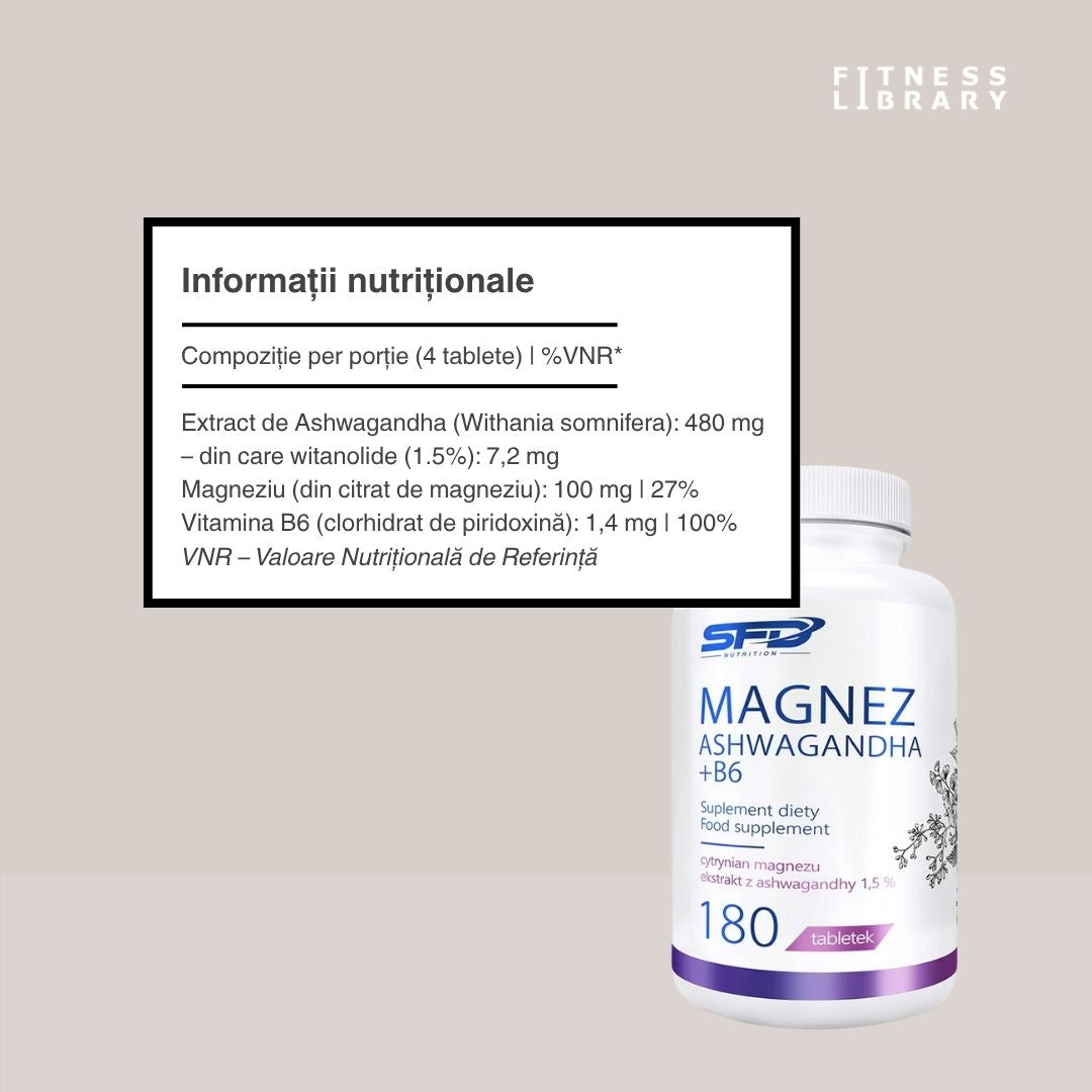Magneziu, Ashwagandha & B6: Combate stresul, sporește claritatea și atinge performanța optimă.