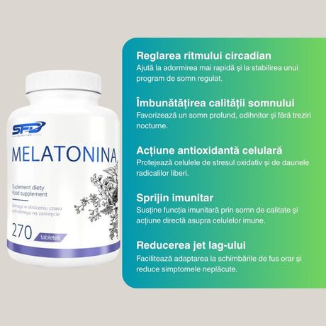 Somn profund, regenerator cu Melatonina SFD. Trezește-te revitalizat!