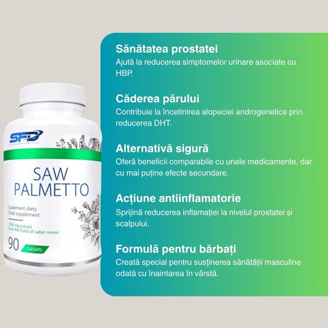Prostată sănătoasă și păr des cu Saw Palmetto SFD Nutrition. Recâștigă-ți vitalitatea!