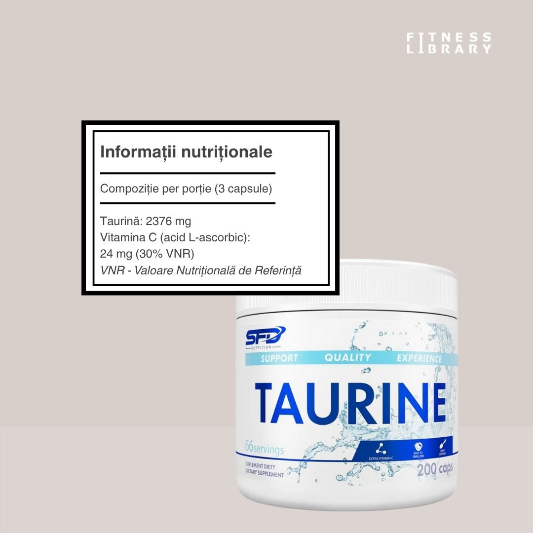 Taurină SFD + Vitamina C: Performanță maximă și recuperare rapidă. Depășește-ți limitele!