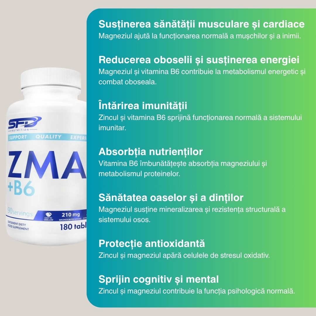 Regenerare profundă și forță revitalizată cu ZMA+B6 de la SFD Nutrition.