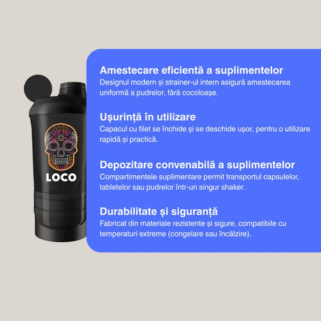 Shaker LOCO: Nutriție esențială, perfect amestecată, oriunde.