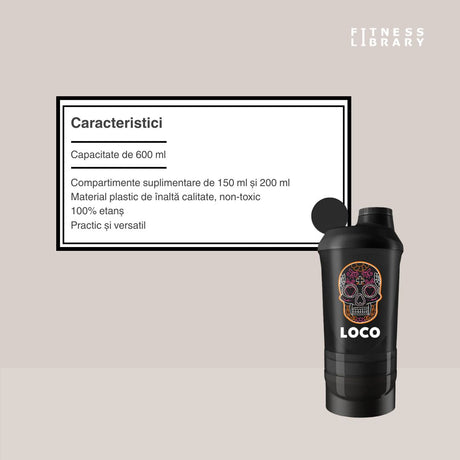 Shaker LOCO 600ml: Nutriție perfectă, performanță maximă.
