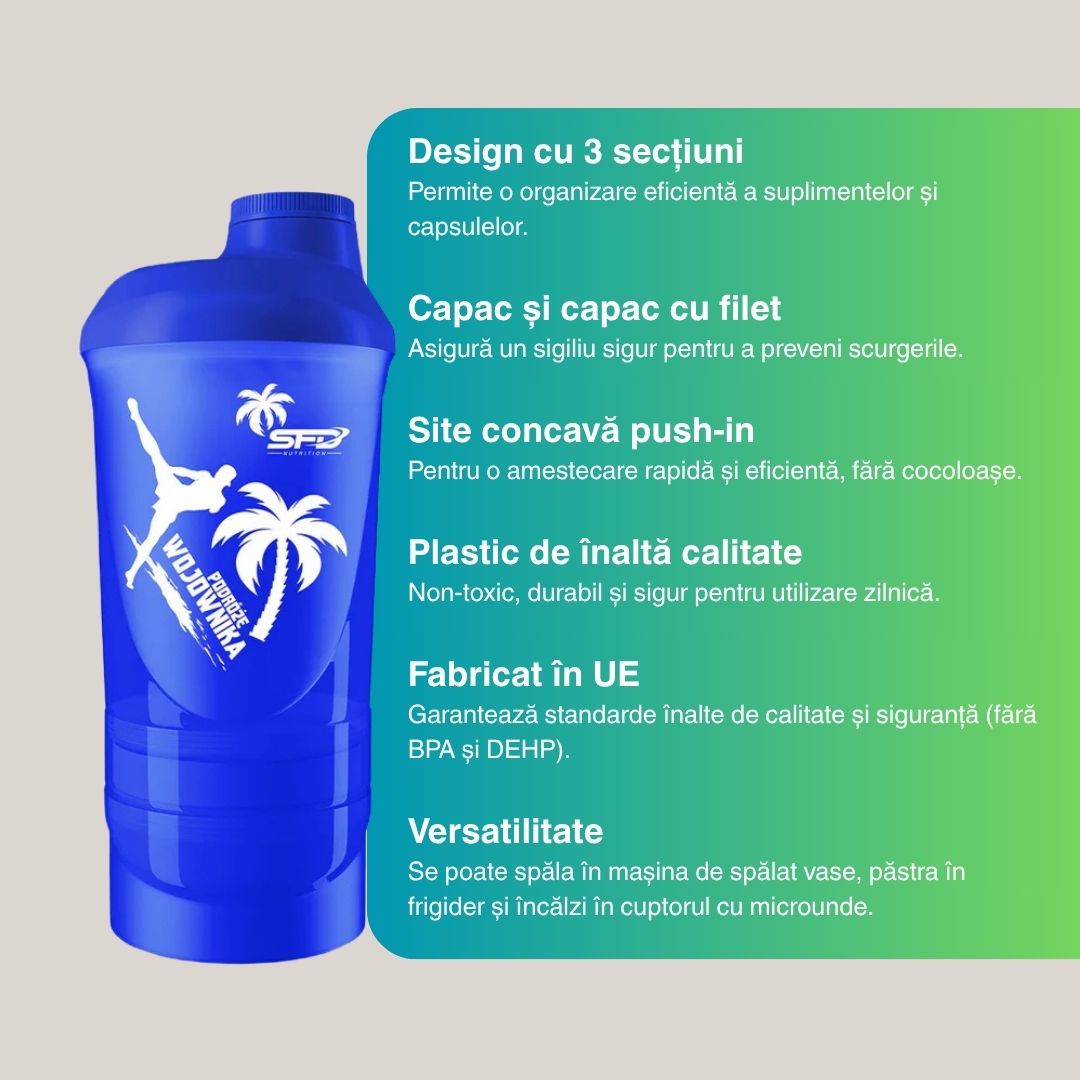 Performanță maximă cu Shaker-ul Warrior Journey. Hidratare optimă, organizare perfectă.  Devino mai puternic.