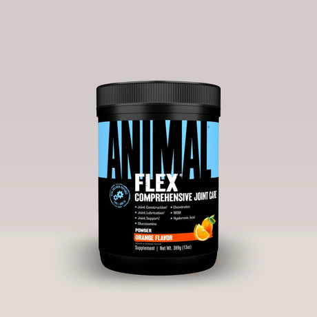 Recipient negru de Animal Flex Powder de la Universal Nutrition, un supliment sub formă de pulbere pentru sănătatea articulațiilor.