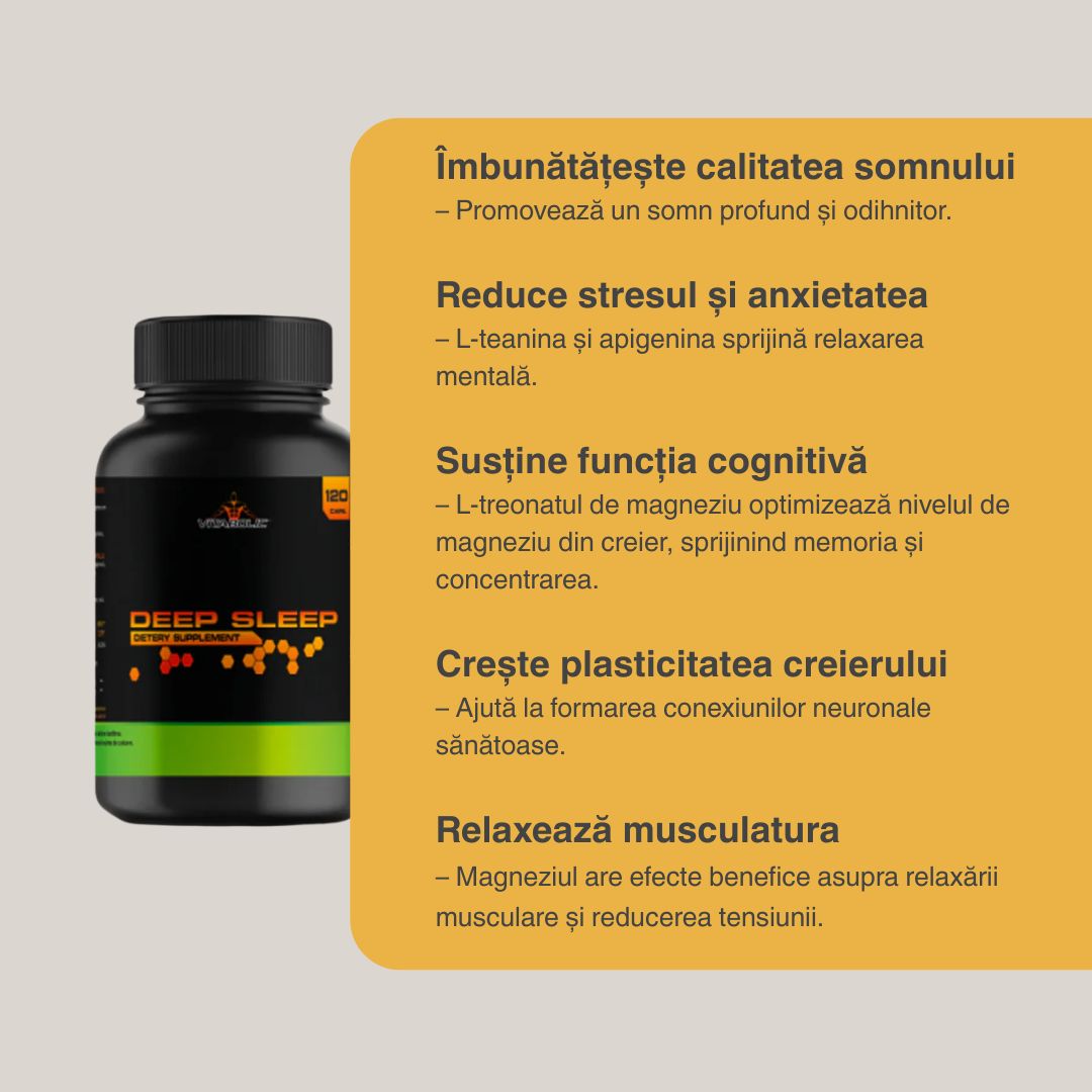 Somn profund, regenerator cu Deep Sleep Vitabolic. Claritate mentală și vitalitate maximă.