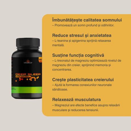 Somn profund, regenerator cu Deep Sleep Vitabolic. Claritate mentală și vitalitate maximă.