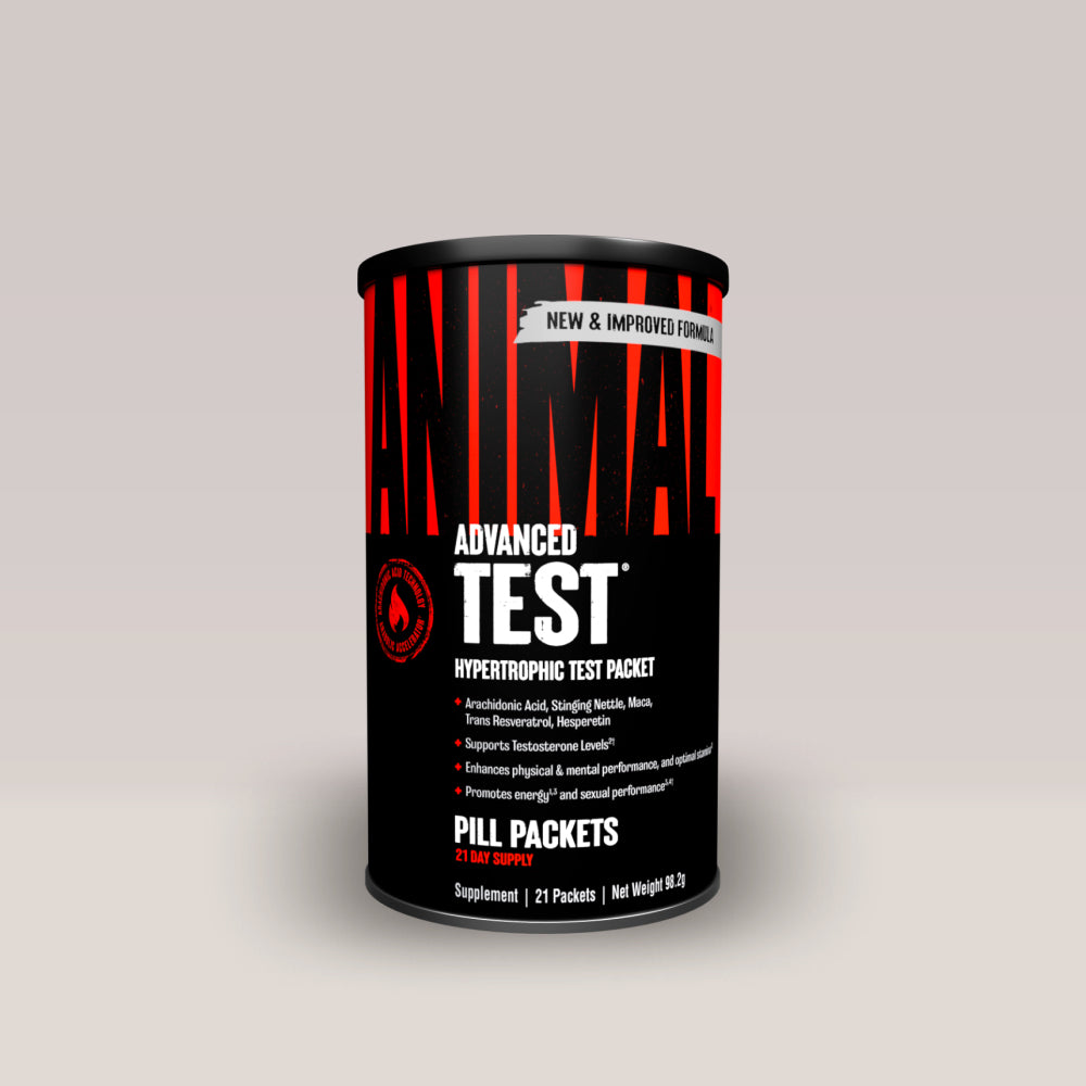 Cutie neagră de Animal Test de la Universal Nutrition, cel mai puternic supliment pro-androgenic natural, cu 21 de pachete.