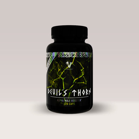 Flacon de booster de testosteron Viking Power Devil’s Thorn, un supliment cu Tribulus Terrestris.