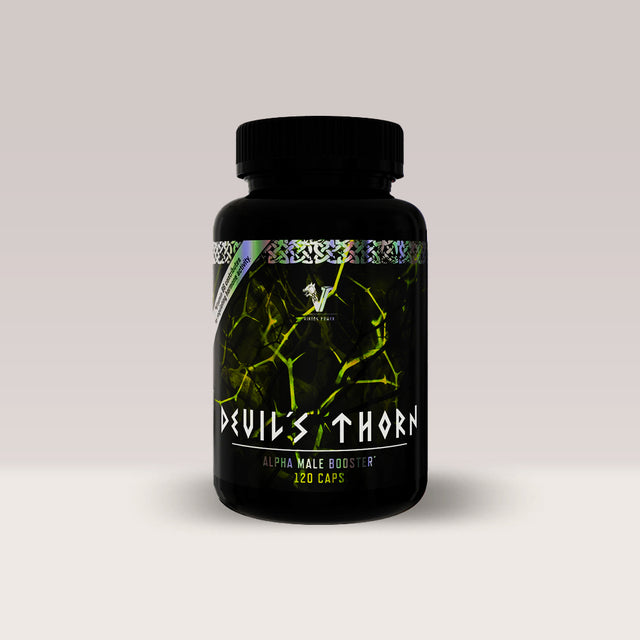 Flacon de booster de testosteron Viking Power Devil’s Thorn, un supliment cu Tribulus Terrestris.
