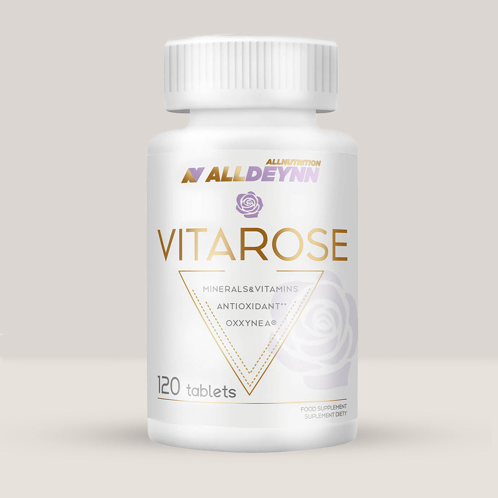 Flacon de Vitarose de la Alldeynn, complex de vitamine și minerale pentru femei, cu 120 de tablete.
