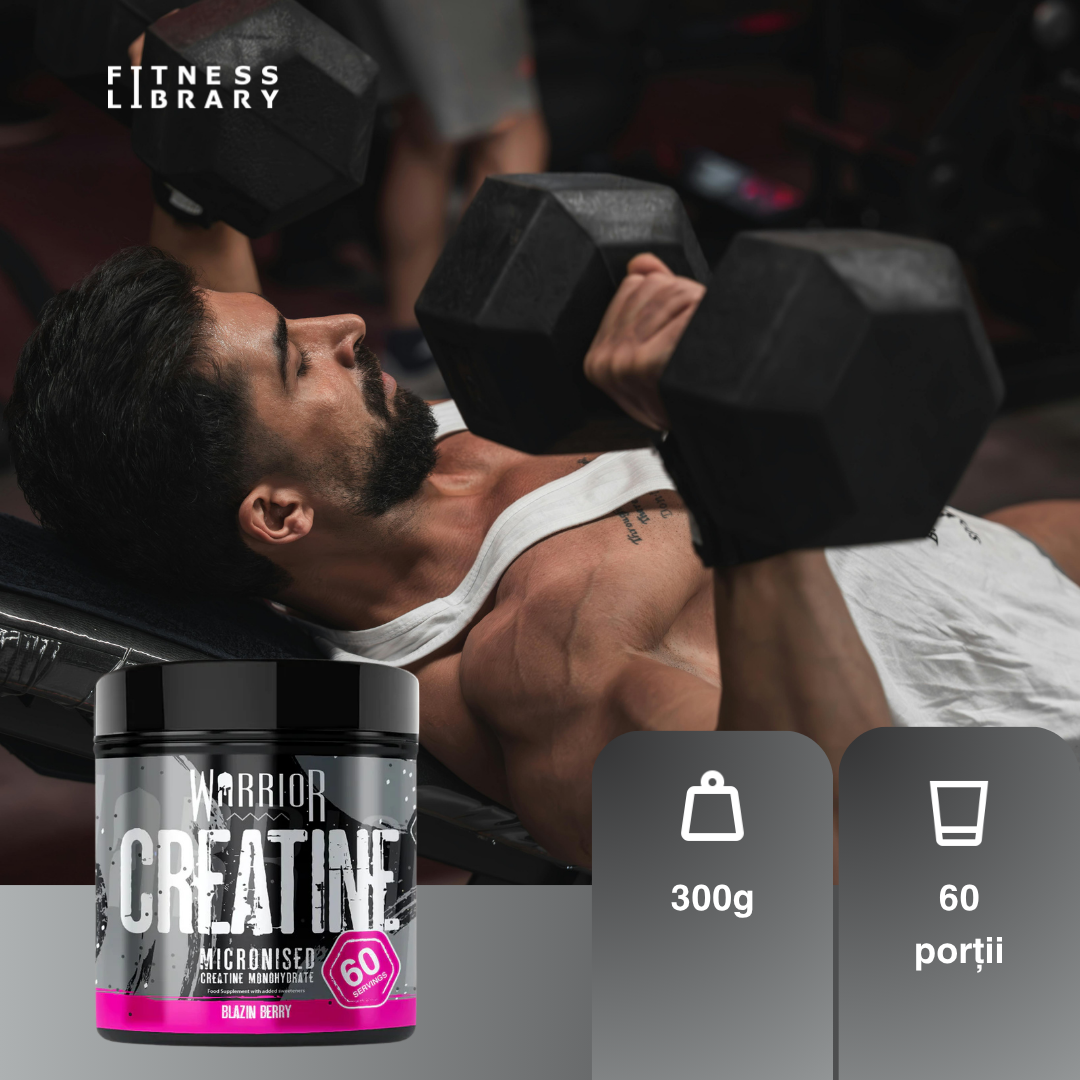 Creatină monohidrată micronizată (forță explozivă, recuperare accelerată) – 300g / 60 porții | WARRIOR