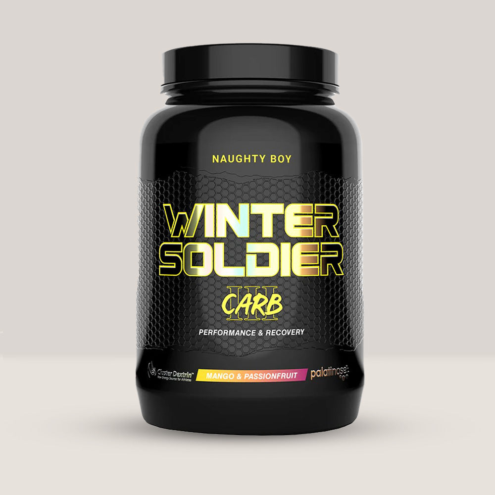 Pachet de Winter Soldier CARB3 de la NaughtyBoy, supliment cu carbohidrați avansați pentru energie, 1.35kg. Mango & passionfruit.