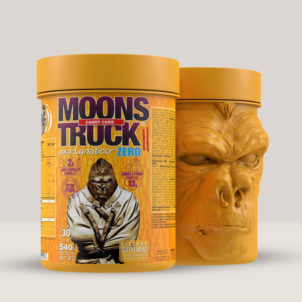 Cutie de Moonstruck II Zero de la Zoomad Labs, supliment pre-workout fără stimulenți pentru pompare și forță, ambalaj de 540g.