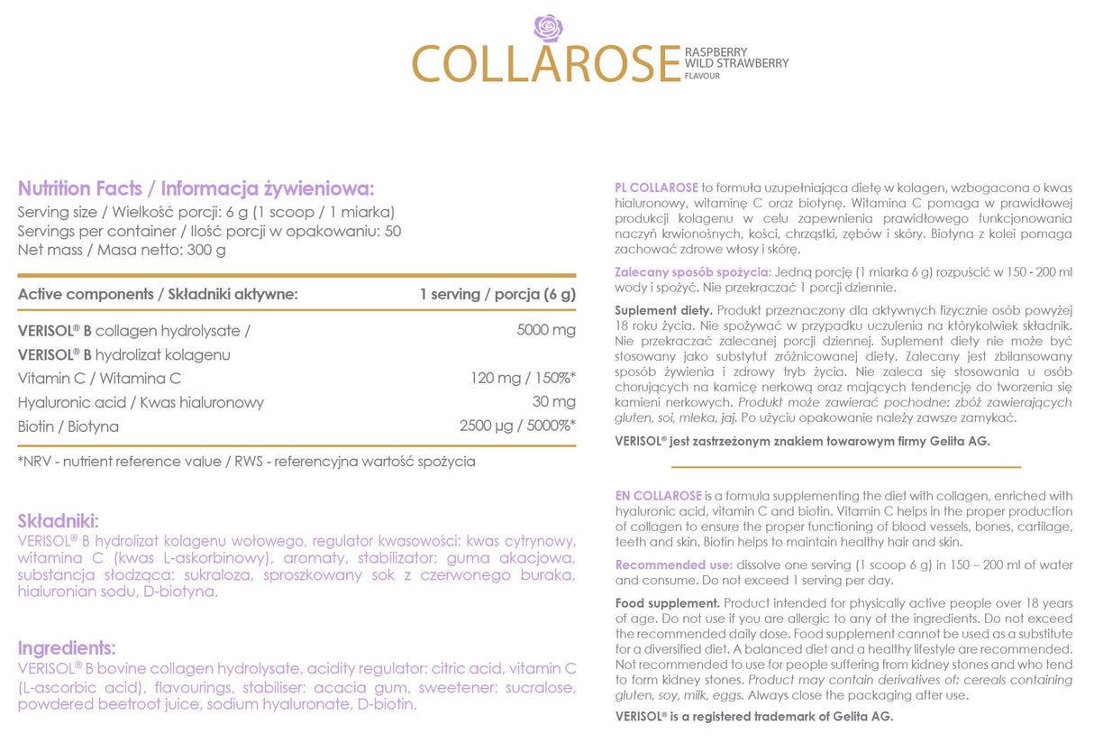 Colagen Collarose 300g - Fitness Librery - Magazin Online