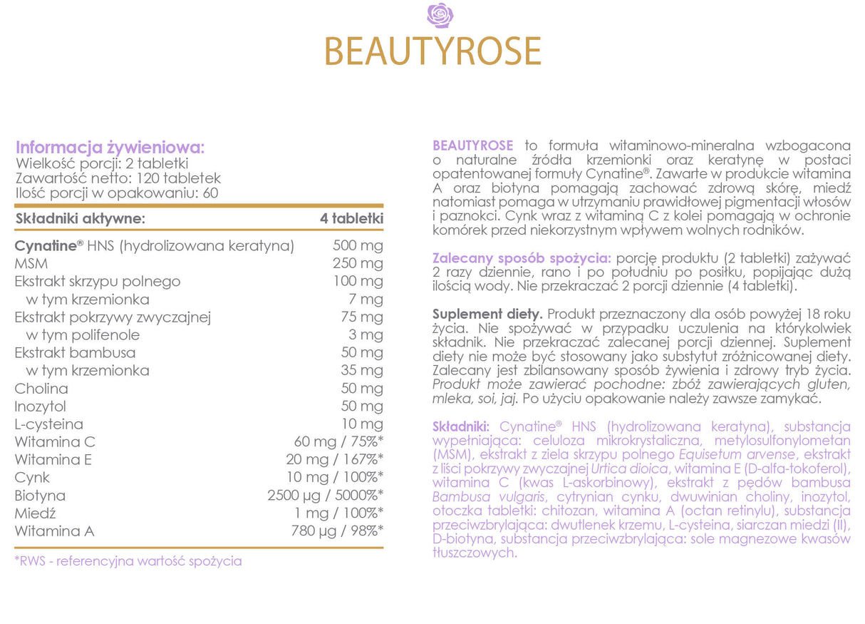 BEAUTYROSE 120 tablete - Fitness Librery - Magazin Online