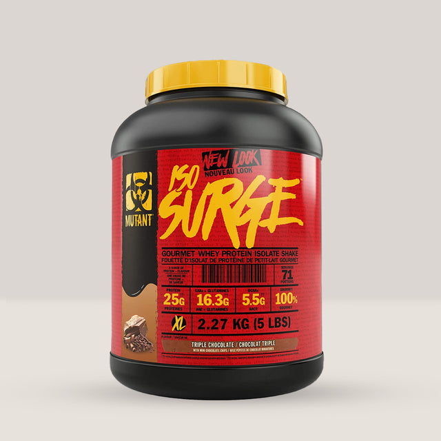 Proteine MUTANT ISO SURGE™: Recuperare rapidă, performanță maximă. Gust triplu ciocolată.