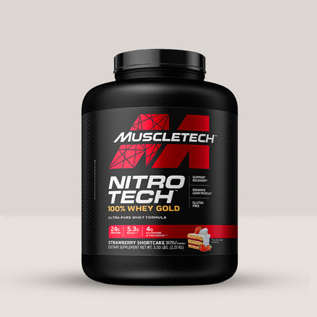 Whey Gold: Recuperare rapidă, performanță de elită. Gust delicios de tort cu căpșuni.