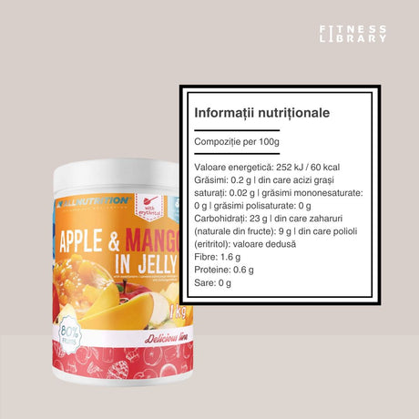 Gem premium fără zahăr adăugat, 80% fructe. Mere dulci și mango exotic pentru dimineți radiante.